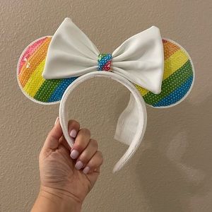 Loungefly Disney Minnie Rainbow sequin ears headband